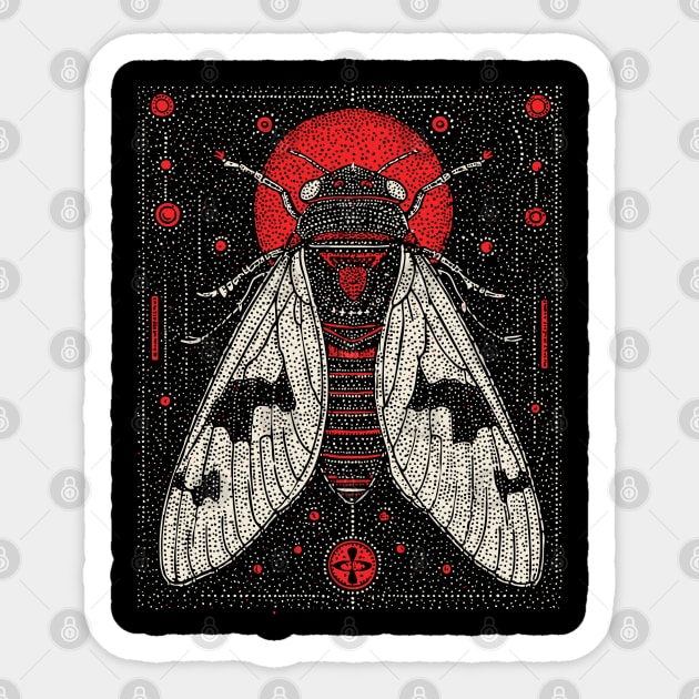 Mystic Cicada Rebirth Tarot Card | Goblincore Occult Symbol Sticker by TuncGK